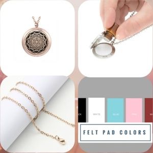 Rose Gold Metal Lace Aroma Essential Oil Necklace